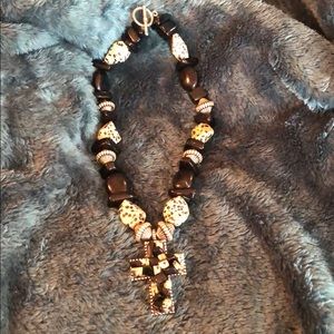 Stone necklace with Cross pendant